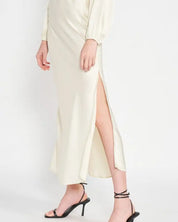 Bias Cut Maxi Skirt With Slit