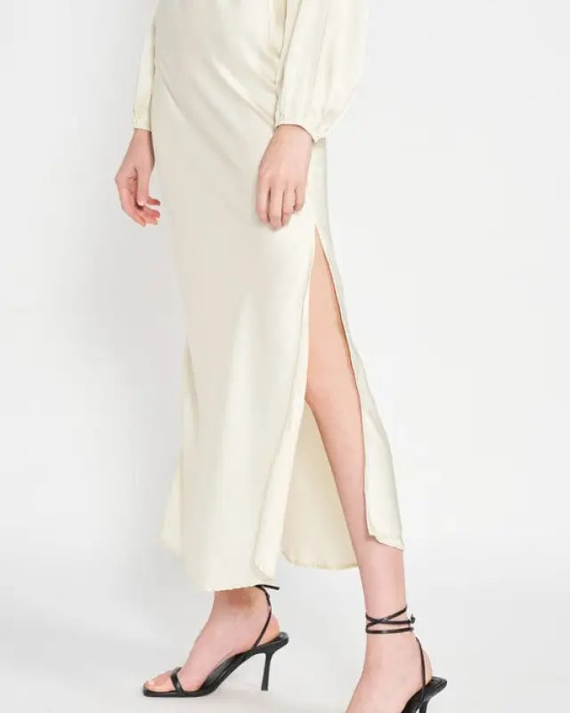 Bias Cut Maxi Skirt With Slit