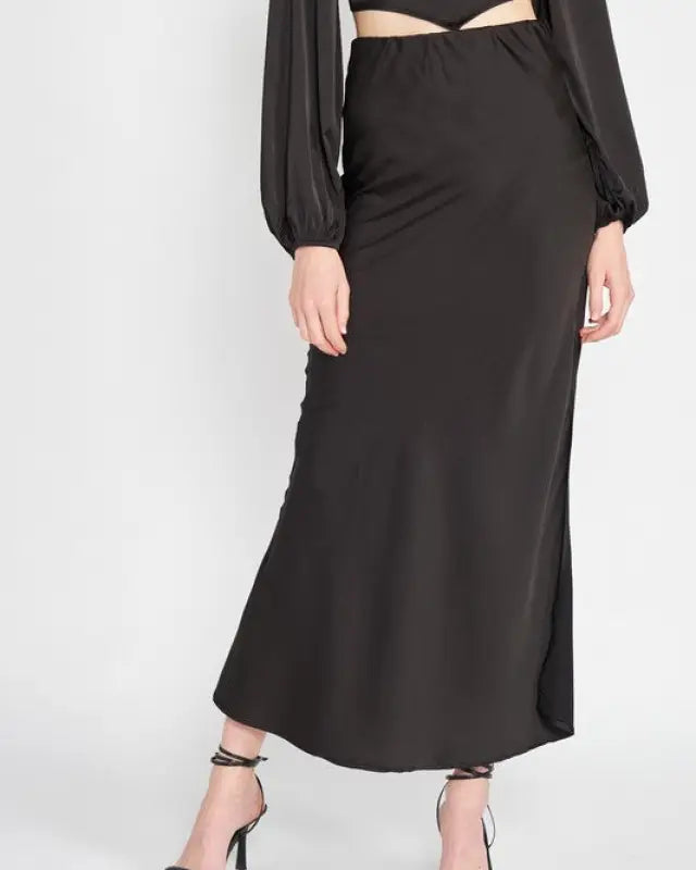 Bias Cut Maxi Skirt With Slit