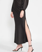 Bias Cut Maxi Skirt With Slit