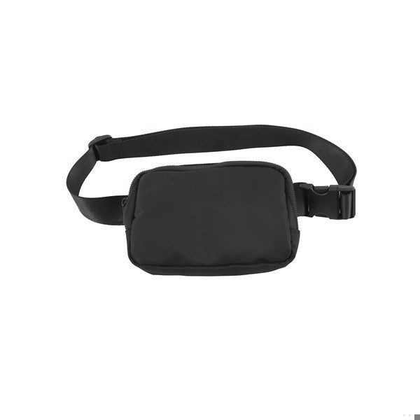 Black Nylon Zippered Belt Bag