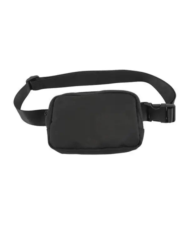 Black Nylon Zippered Belt Bag