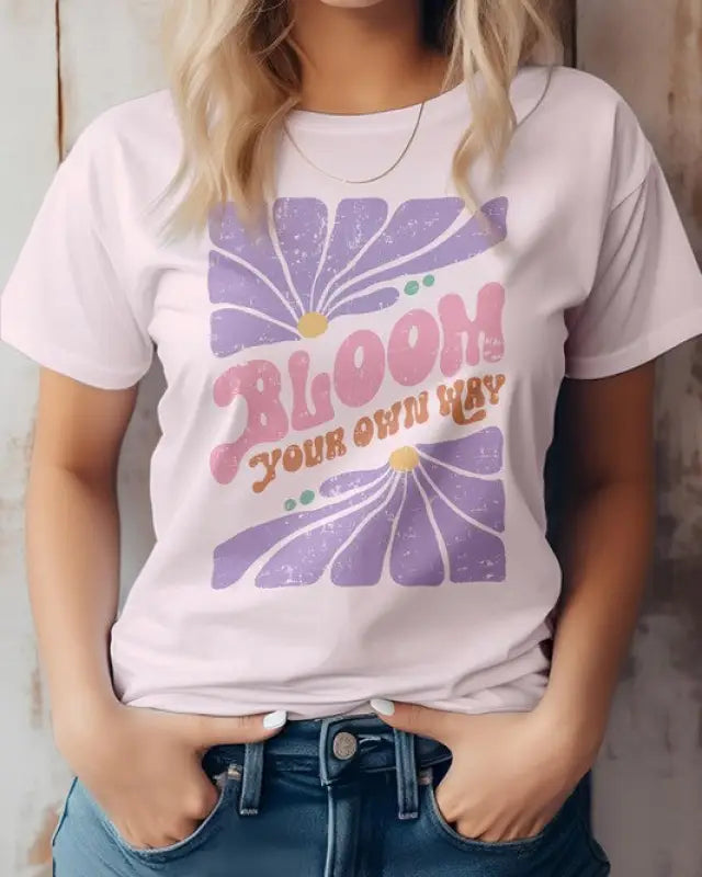 Bloom Your Own Way Boho Graphic Tee - Soft Pink / S