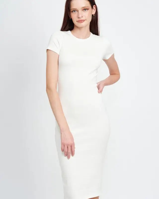 Bodycon Short Sleeve Midi Dress