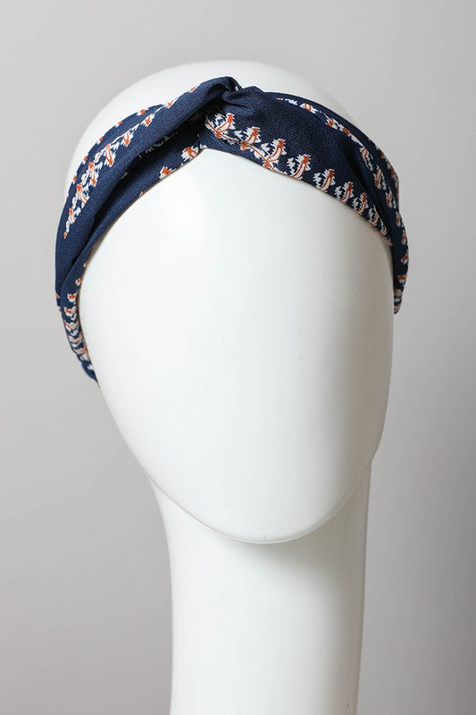 Bohemian Stitch Print Twist Headwrap