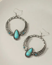 Boho Distressed Feather Circle Earrings