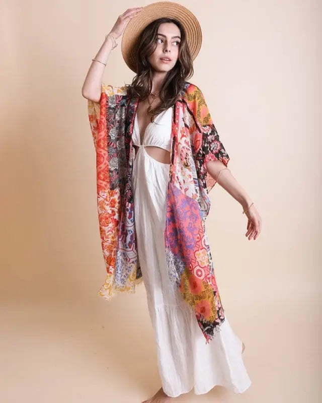 Boho Floral Patchwork Kimono