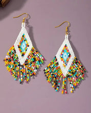 Boho seed bead drop earrings - Multi / one size - Rings