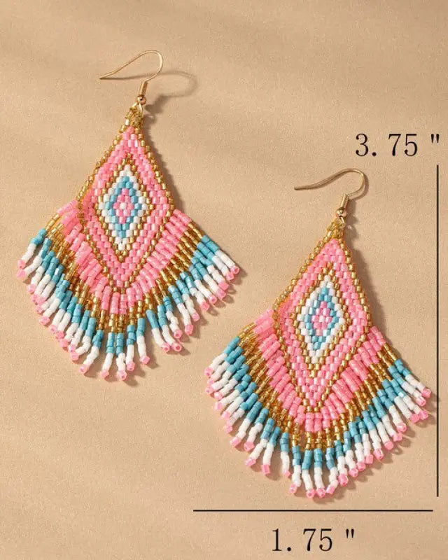 Boho seed bead drop earrings - Rings