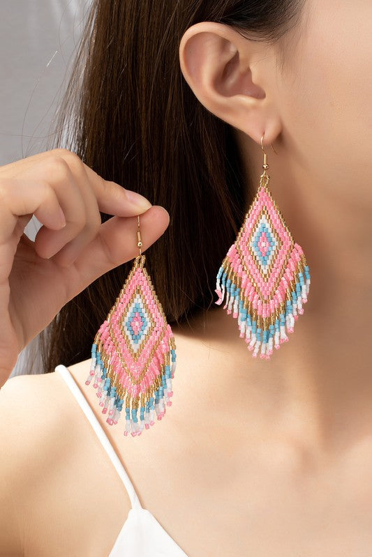 Boho seed bead drop earrings - Rings