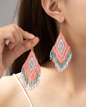 Boho seed bead drop earrings - Rings