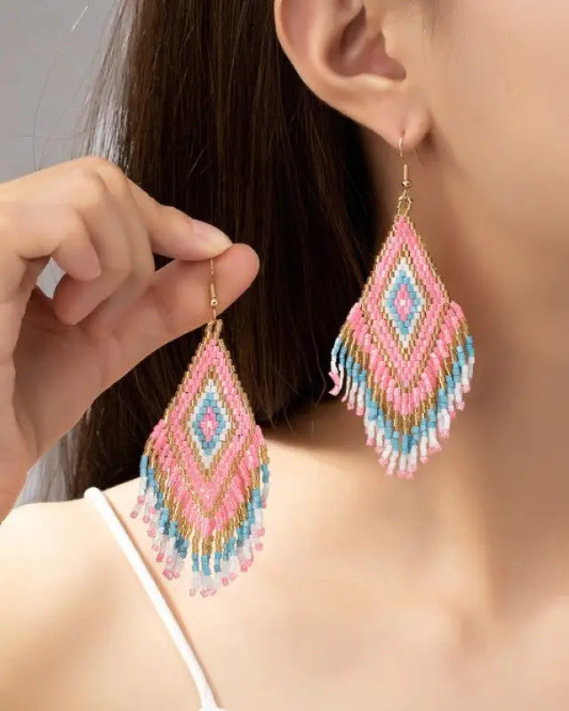 Boho seed bead drop earrings - Rings