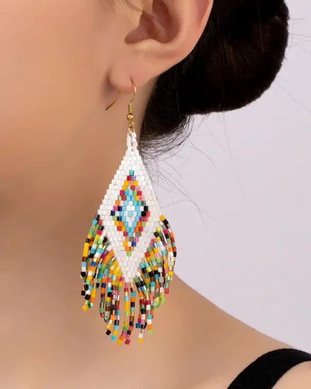 Boho seed bead drop earrings - Rings