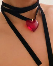 Bold In Red Black Sash Necklace