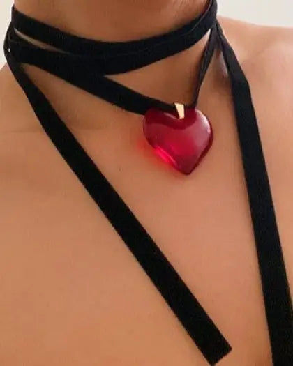 Bold In Red Black Sash Necklace