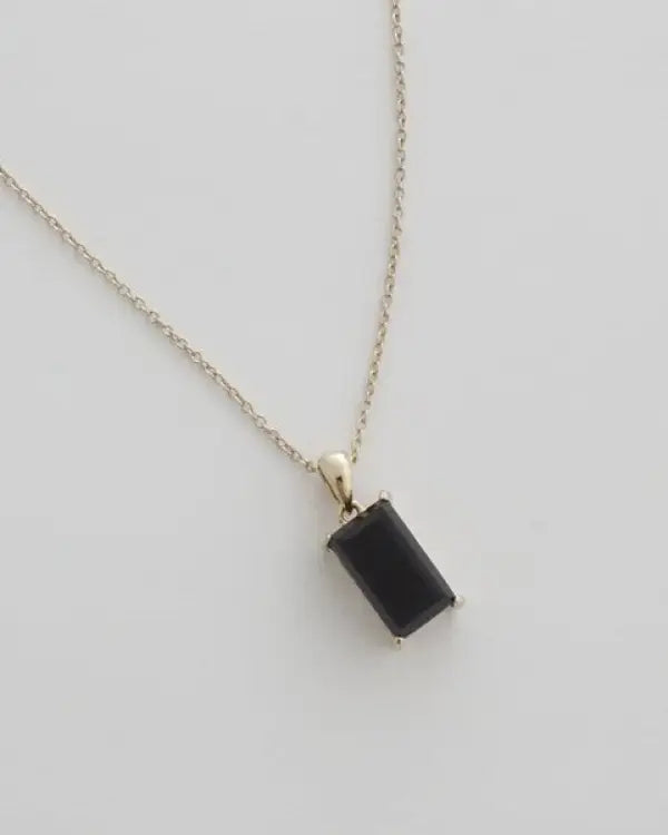 Bonbon Black Crystal Necklace - Gold / One Size