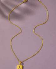 Brass diamond dust cut out initial necklace - A / one size