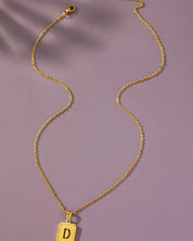 Brass diamond dust cut out initial necklace - D / one size