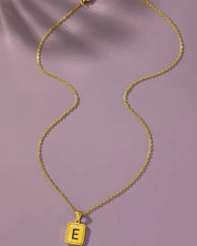 Brass diamond dust cut out initial necklace - E / one size