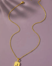 Brass diamond dust cut out initial necklace - J / one size