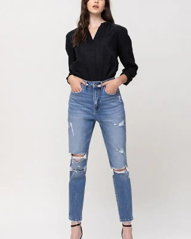 Brianne Super High Rise Stretch Mom Jeans