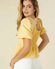 Bubbles sleeved blouse with peplum