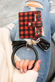 Buffalo Key Ring ID Wallet Bracelet - Red / OneSize