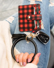 Buffalo Key Ring ID Wallet Bracelet - Red / OneSize