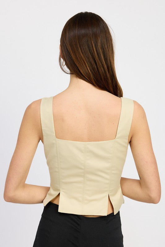 BUSTIER TOP WITH SLIT DETAIL