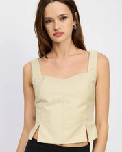 BUSTIER TOP WITH SLIT DETAIL - OAT / S