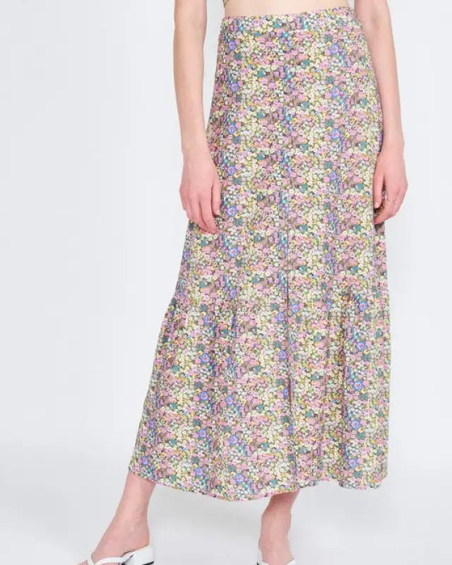 Button Up Floral Maxi Skirt