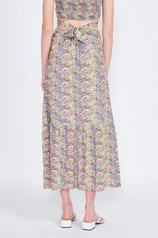 Button Up Floral Maxi Skirt