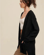 Cable Knit Open Front Long Cardigan