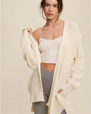 Cable Knit Open Front Long Cardigan