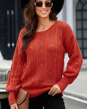 Camille Cable - knit Sweater - Brick / S