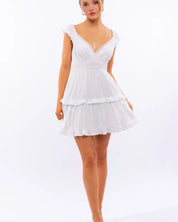 Cap Sleeve Ruffle Mini Dress