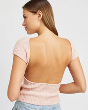 Cap Sleeve Top With Open Back