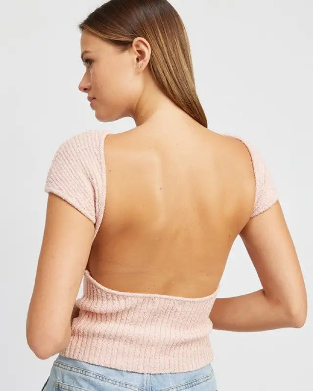 Cap Sleeve Top With Open Back