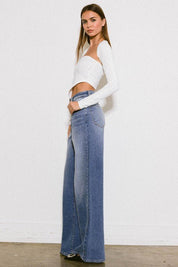 Carolyn High Rise Center Line Wide Jeans