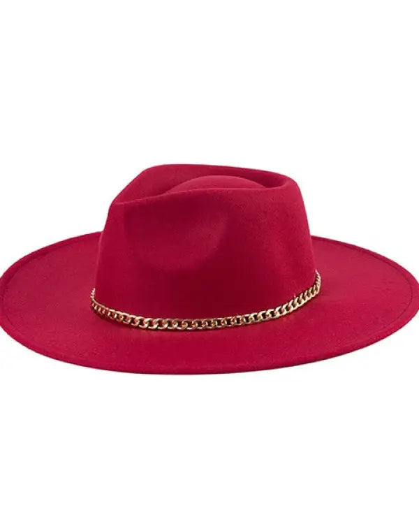 CHAIN BELT FEDORA HAT - Pink/Gdlr / Os