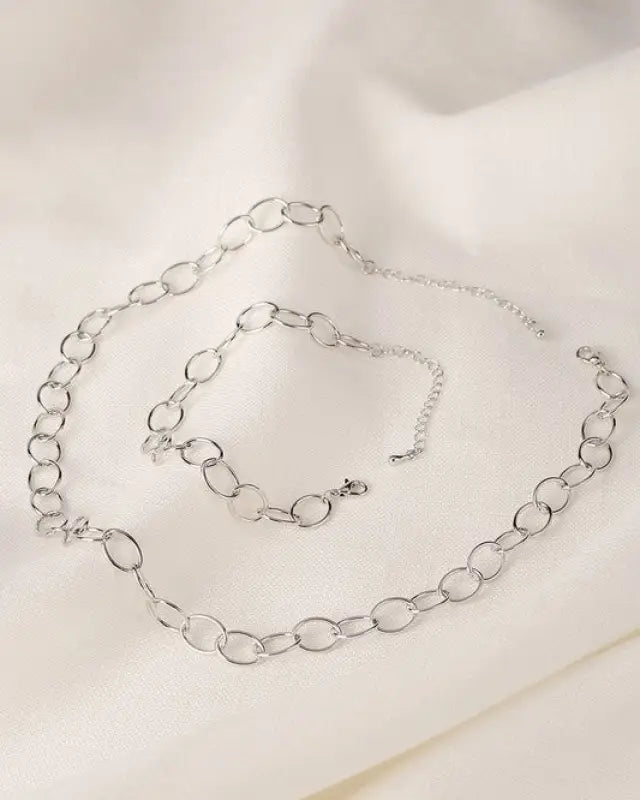 Chain bracelet and necklace set - silver / m