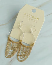 Chain Drapes Two Tone Earrings - Gold/Silver / OS