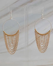 Chain Drapes Two Tone Earrings - Gold/Silver / OS