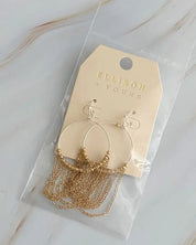 Chain Drapes Two Tone Earrings - Gold/Silver / OS