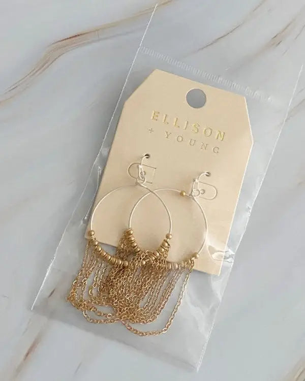 Chain Drapes Two Tone Earrings - Gold/Silver / OS