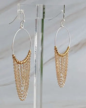 Chain Drapes Two Tone Earrings - Gold/Silver / OS