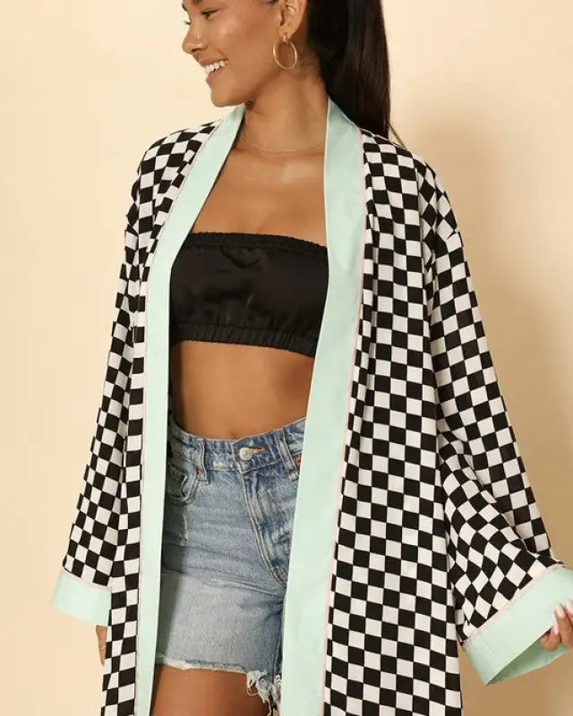 Checkered kimono