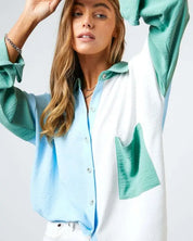 Chest Pocket Button Front Shirt Top