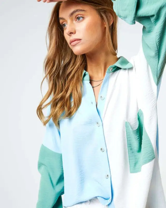 Chest Pocket Button Front Shirt Top