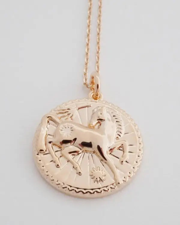 Chinese Zodiac Coin Necklace - Horse